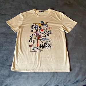 ROMWE Men’s Cartoon T-Shirt (Size S)(Color: Khaki)